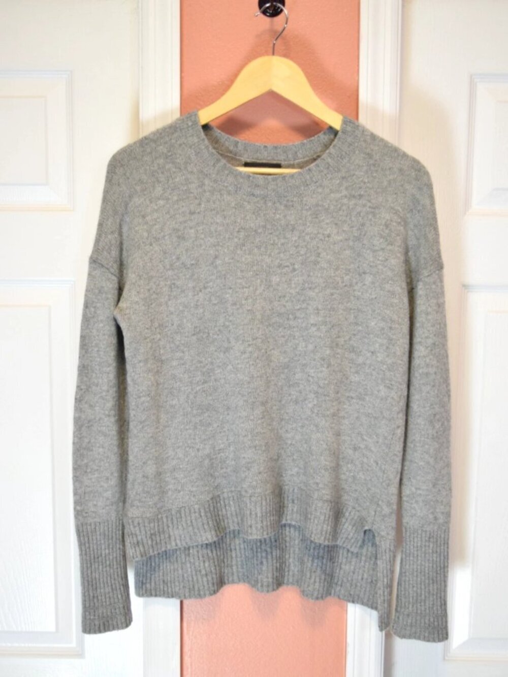 J. CREW WOOL HIGH-LOW GRAY CREWNECK SWEATER